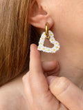 Pampilles ROSALIE COEUR blanc et jaune ou rouge et noir - boucles d’oreilles interchangeables