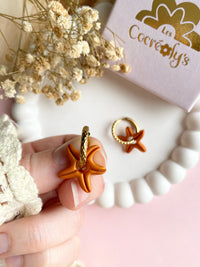 Pampilles MONA petite étoile de mer terracotta nacré - boucles d’oreilles interchangeables