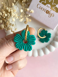 Pampilles ODINA vert émeraude ou rose doux - boucles d’oreilles interchangeables