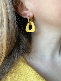 Pampilles AMBRE doré ou blanc éclats dorés - boucles d’oreilles interchangeables