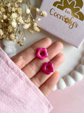 Pampilles FLORETTE framboise ou vert émeraude - boucles d’oreilles interchangeables