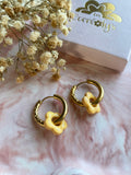 Pampilles FLORETTE doré ou blanche éclats dorés - boucles d’oreilles interchangeables
