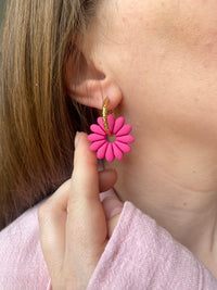 Pampilles APPOLINE framboise ou vert émeraude - boucles d’oreilles interchangeables