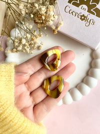 Pampilles AMBRE marbré marron, jaune - boucles d’oreilles interchangeables
