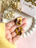 Pampilles AMBRE marbré marron, jaune - boucles d’oreilles interchangeables