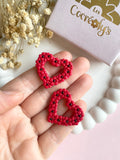 Pampilles ROSALIE COEUR blanc et jaune ou rouge et noir - boucles d’oreilles interchangeables