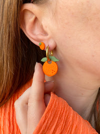 Pampilles orange SERENA réversibles - boucles d’oreilles interchangeables