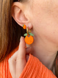 Pampilles orange SERENA réversibles - boucles d’oreilles interchangeables