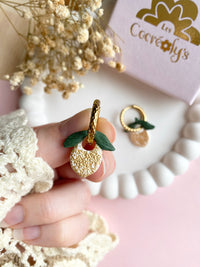 Pampilles mini citron blanc doré SERENA - boucles d’oreilles interchangeables