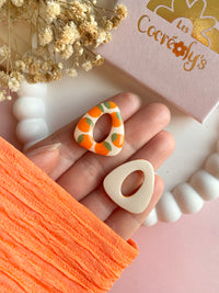Pampilles AMBRE réversibles écru oranges - boucles d’oreilles interchangeables
