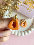 Pampilles AMBRE jaune ou abricot PAILLETÉES - boucles d’oreilles interchangeables