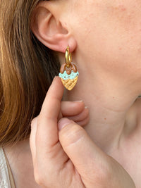 Pampilles SÉLIA petite glace menthe chocolat caramel - boucles d’oreilles interchangeables