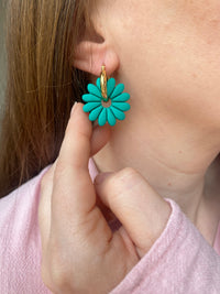 Pampilles APPOLINE framboise ou vert émeraude - boucles d’oreilles interchangeables