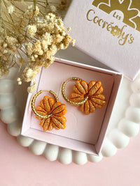 Pampilles MOLIE orange éclats doré - boucles d’oreilles interchangeables