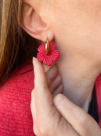 Pampilles ODINA rouge cerise ou vanille éclats rouge rose - boucles d’oreilles interchangeables