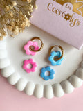 Pampilles MARIETTE rose ou bleu PAILLETÉES - boucles d’oreilles interchangeables