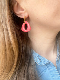Pampilles AMBRE jaune citron, bois de rose ou marbré - boucles d’oreilles interchangeables