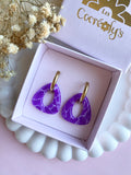 Pampilles AMBRE effet quartz rose ou quartz violet - boucles d’oreilles interchangeables