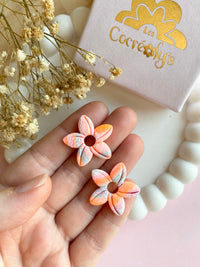 Pampilles TIARÉ réversibles couleurs pastels et orange fluo - boucles d’oreilles interchangeables