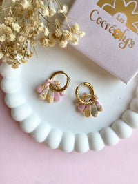 Pampilles JEANINE coquillage aux jolis tons pastels et pointe de dorée - boucles d’oreilles interchangeables
