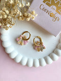 Pampilles JEANINE coquillage aux jolis tons pastels et pointe de dorée - boucles d’oreilles interchangeables