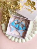 Pampilles BLOOM bikini bleu pailletés et pois - boucles d’oreilles interchangeables