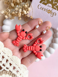 Pampilles SÉB petit homard + pampilles perle d'eau douce - boucles d’oreilles interchangeables