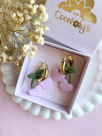 Pampilles cerise rose SERENA - boucles d’oreilles interchangeables