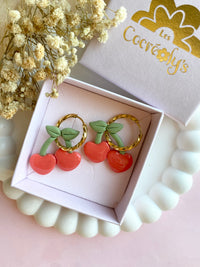 Pampilles cerise couleur corail SERENA - boucles d’oreilles interchangeables