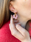 Pampilles FLORALIE réversibles vichy rouge - boucles d’oreilles interchangeables