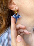 Pampilles SAONA raie bleu marine à points blancs - boucles d’oreilles interchangeables