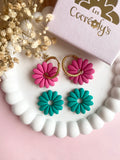 Pampilles APPOLINE framboise ou vert émeraude - boucles d’oreilles interchangeables
