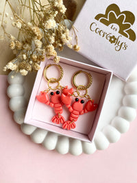 Pampilles SÉB petit homard anneau, couleur corail - boucles d’oreilles interchangeables