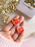Pampilles LOUISE marbré mandarine framboise nacré - boucles d’oreilles interchangeables