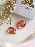 Pampilles AMBRE tacheté mandarine framboise nacré - boucles d’oreilles interchangeables