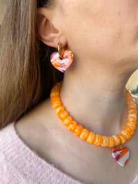 Pampilles INAYA éclats de couleurs mandarine, fruits rouges, coquille et litchi - boucles d’oreilles interchangeables