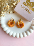 Pampilles APPOLINE marbré orangé, doré - boucles d’oreilles interchangeables