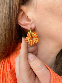 Pampilles MOLIE orange éclats doré - boucles d’oreilles interchangeables
