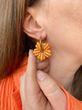 Pampilles MOLIE orange éclats doré - boucles d’oreilles interchangeables