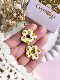 Pampilles FLORALIE réversibles écru olives - boucles d’oreilles interchangeables