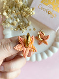 Pampilles DAPHNÉ étoile de mer réversibles couleur pêche et pointe de corail et terracotta nacré - boucles d’oreilles interchangeables