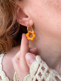 Pampilles MARIETTE rouge cerise ou terracotta nacré ou doré réversibles - boucles d’oreilles interchangeables
