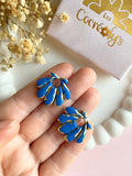 Pampilles JEANINE bleu et doré - boucles d’oreilles interchangeables