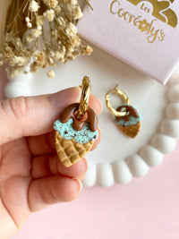 Pampilles SÉLIA petite glace menthe chocolat caramel - boucles d’oreilles interchangeables