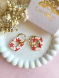Pampilles ÉZIA beige effet sable chaud motifs étoiles de mer corail - boucles d’oreilles interchangeables