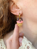 Pampilles SÉLIA petite glace pêche chocolat - boucles d’oreilles interchangeables