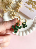 Pampilles ORIANA petit cactus simple ou avec fleur - boucles d’oreilles interchangeables