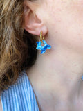 Pampilles CLOA petite tortue de mer bleu à rayures - boucles d’oreilles interchangeables