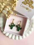 Pampilles ORIANA petit cactus simple ou avec fleur - boucles d’oreilles interchangeables