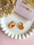 Pampilles MARIETTE jaune ou abricot PAILLETÉES - boucles d’oreilles interchangeables